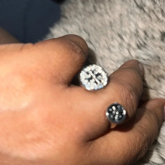 Fashion Tory silver tone open cuff ring Sz 8 - Picture 6 of 8